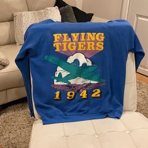 VINTAGE RARE Flying Tigers 1942 Blue Crewneck L/XL